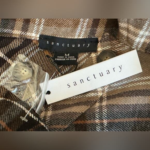 ANTHROPOLOGIE SANCTUARY ~ Town Flannel Long Sleeve Shacket M 100% Cotton ANTHRO - Picture 7 of 8